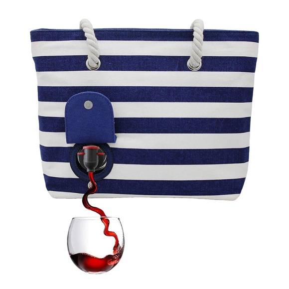 NWT. Porto Vino wine hotel bag. Blue and white stripes. New with tags - Picture 1 of 4